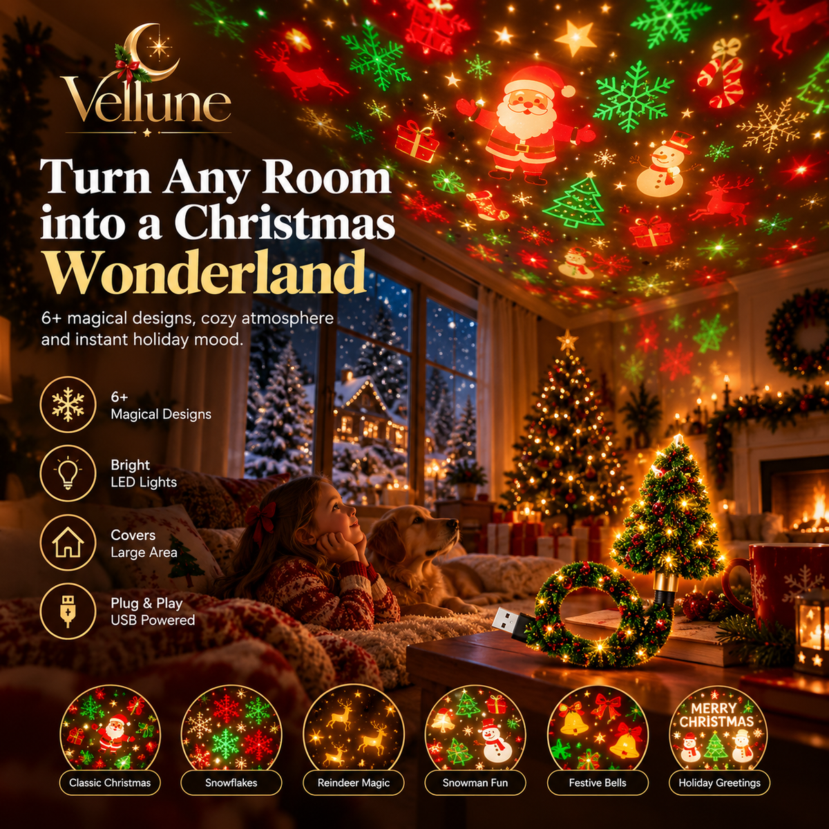 Vellune - Christmas Glow Projector